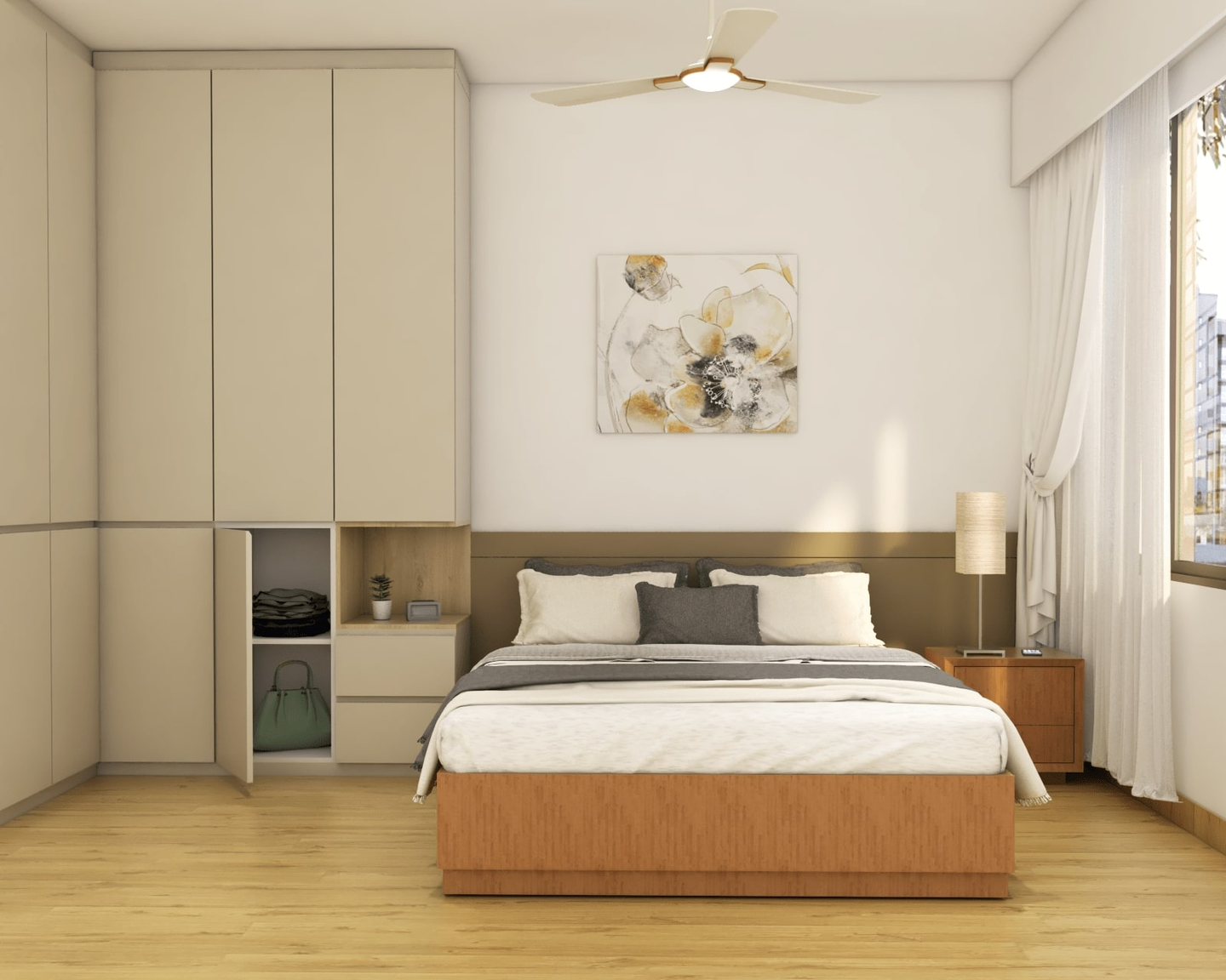 Contemporary Design With A Wooden Bed And Side Tables 