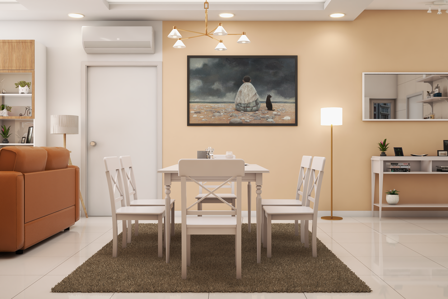 Stylish White Dining Room - Livspace