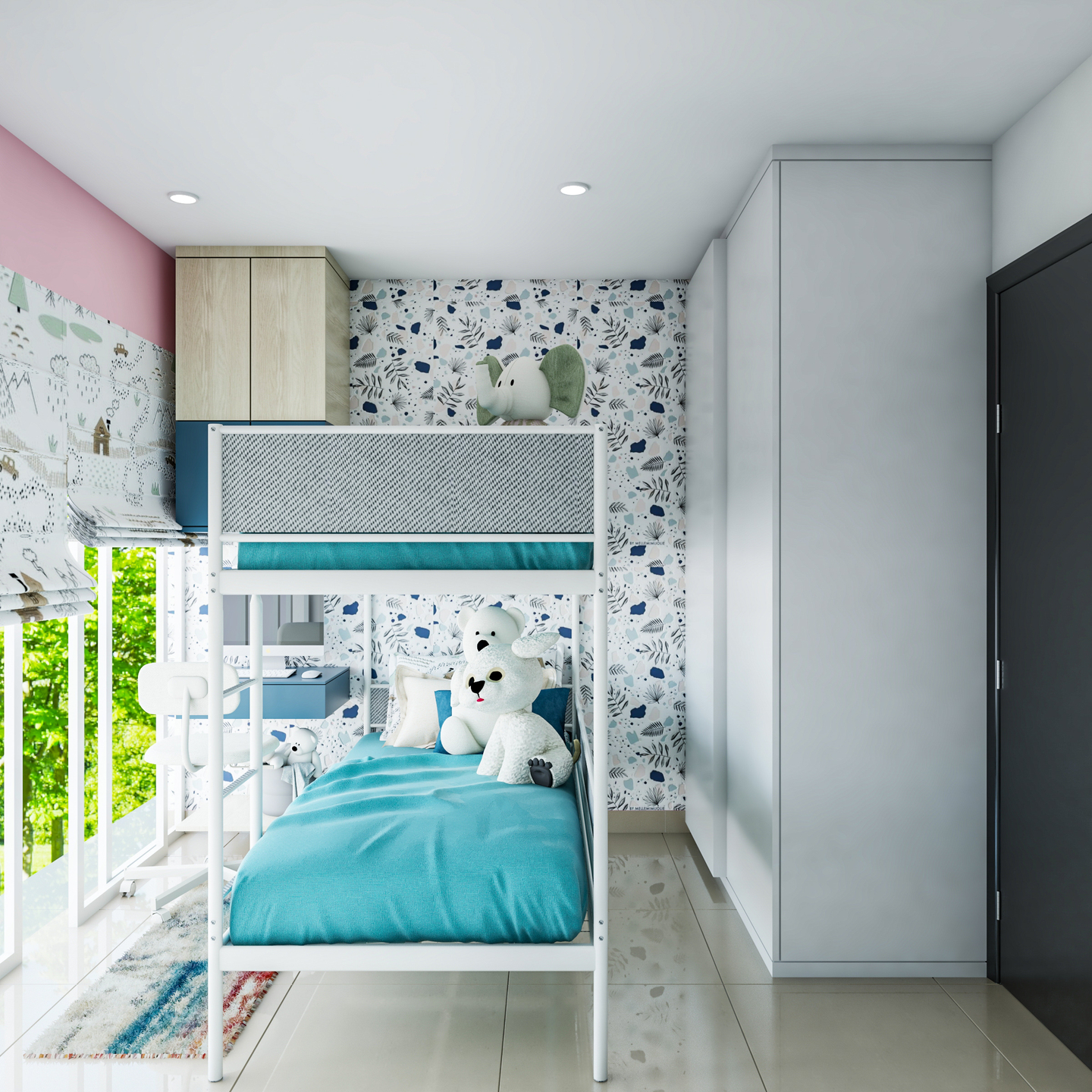 Modern And Colourful Kids Bedroom Design With Ample Storage Livspace
