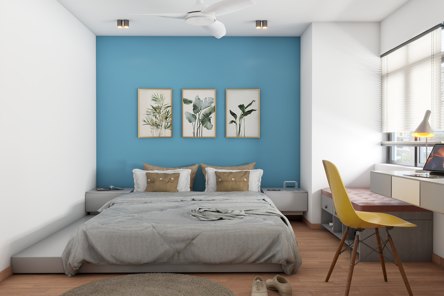 Sky Blue Themed Kids Contemporary Room Design - Livspace