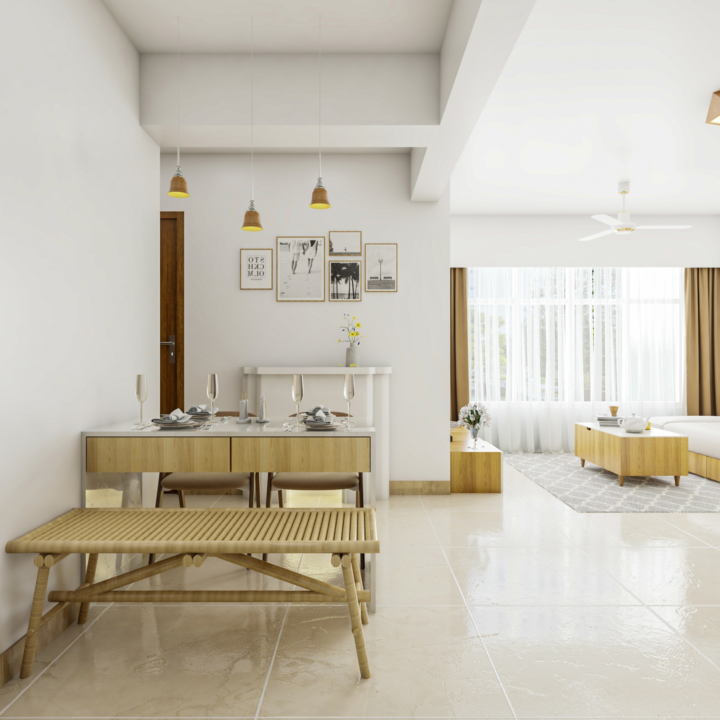 Spacious Dining Hall Design With Scandinavian Interiors - Livspace