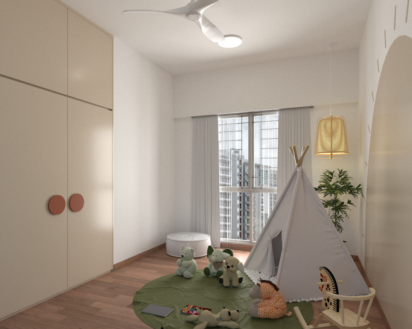 Tropical Spacious Kids Bedroom Design For Rental Homes - Livspace