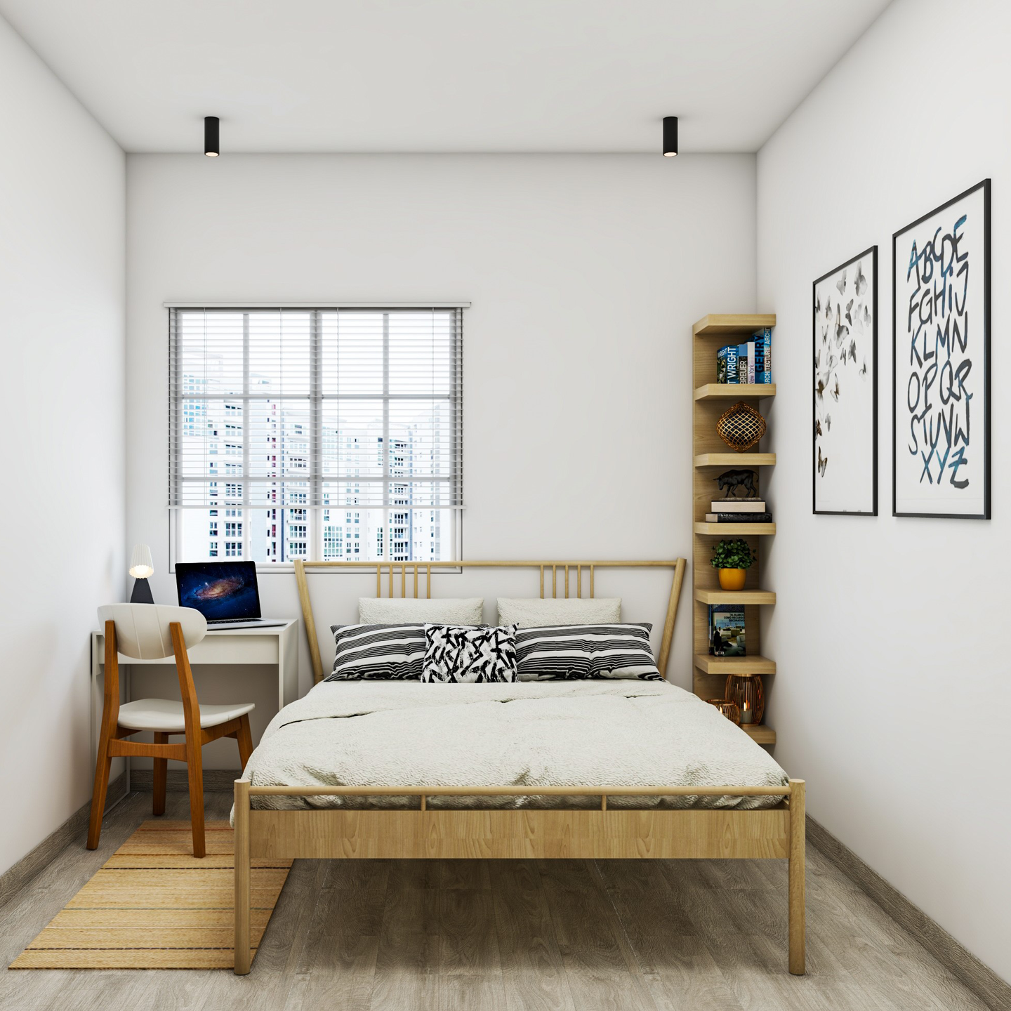 Compact Scandinavian Bedroom - Livspace