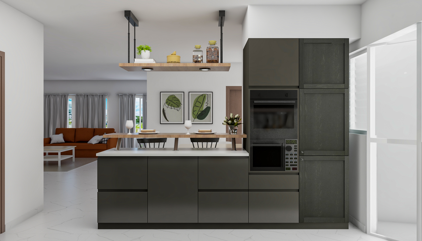 Charcoal Grey Kitchen - Livspace