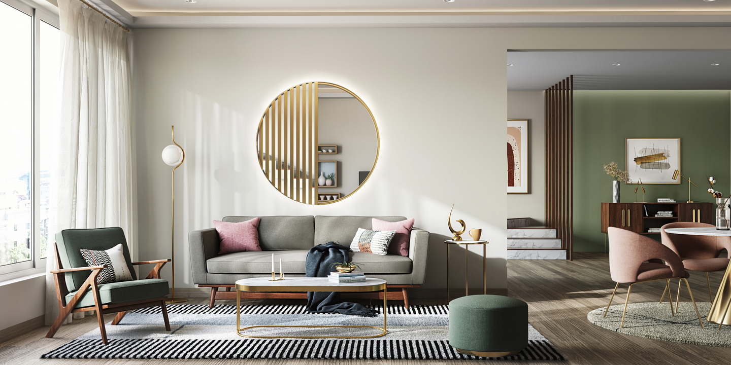 Elegant Spacious Living Room Design - Livspace