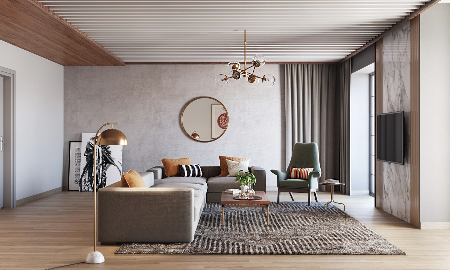 Premium Spacious Living Room Design - Livspace