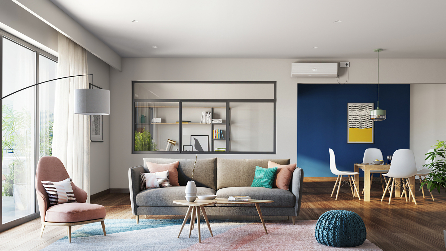 Minimal Spacious Living Room Design - Livspace