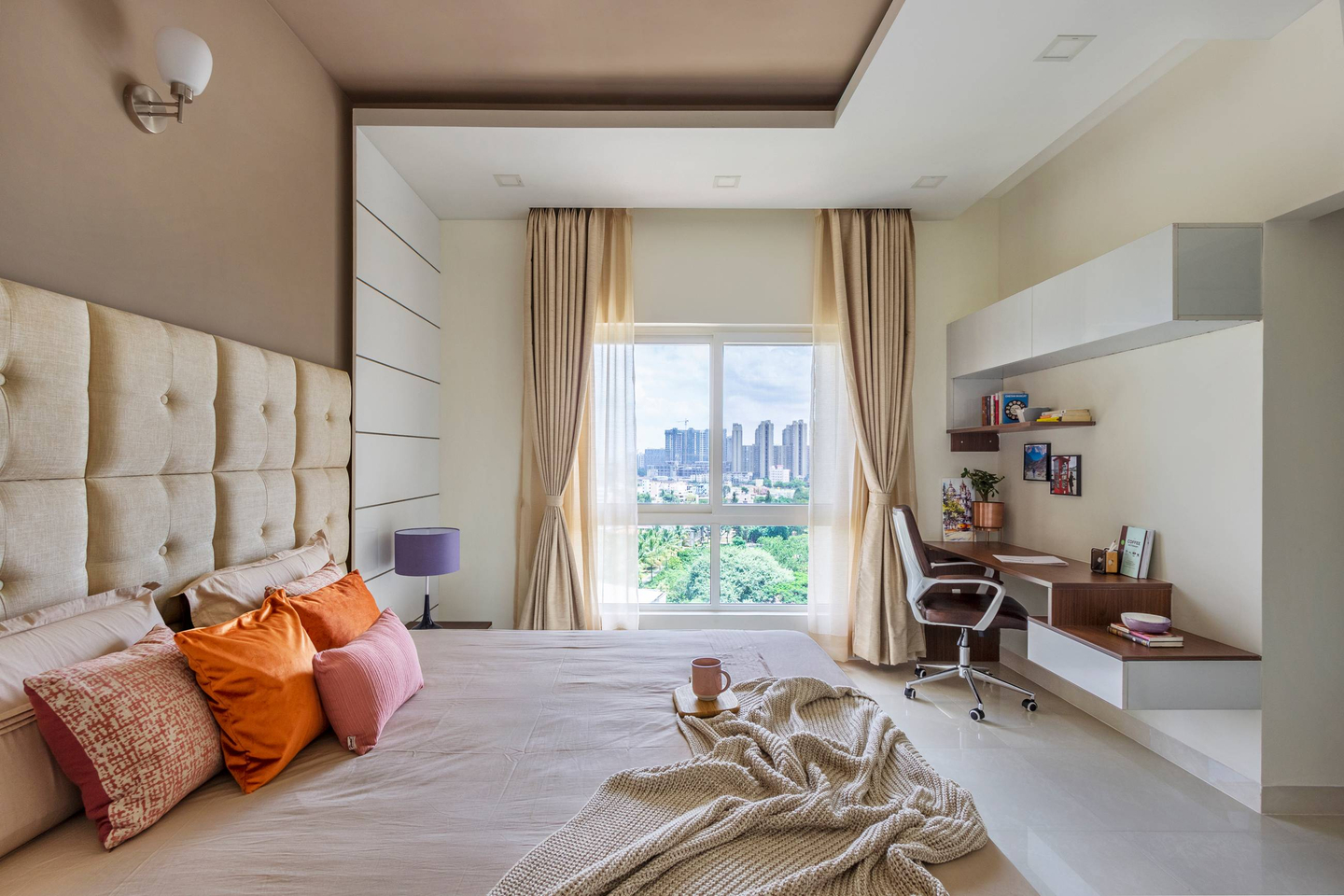 NeutralToned POP Design For Small Bedroom Livspace