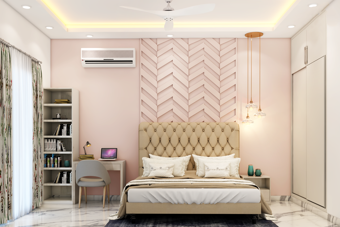 Spacious Master Bedroom With Shabby Chic Interiors | Livspace