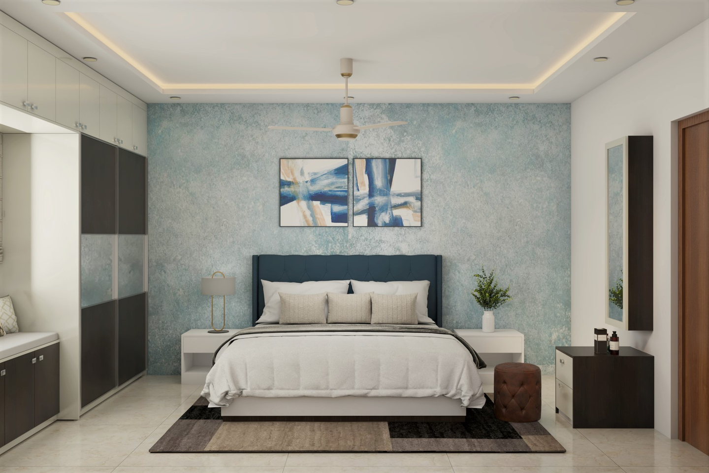 Spacious Perimeter False Ceiling Design For Bedroom | Livspace