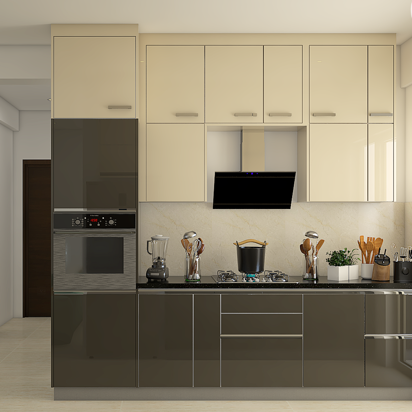Convenient Modern Kitchen Design - Livspace