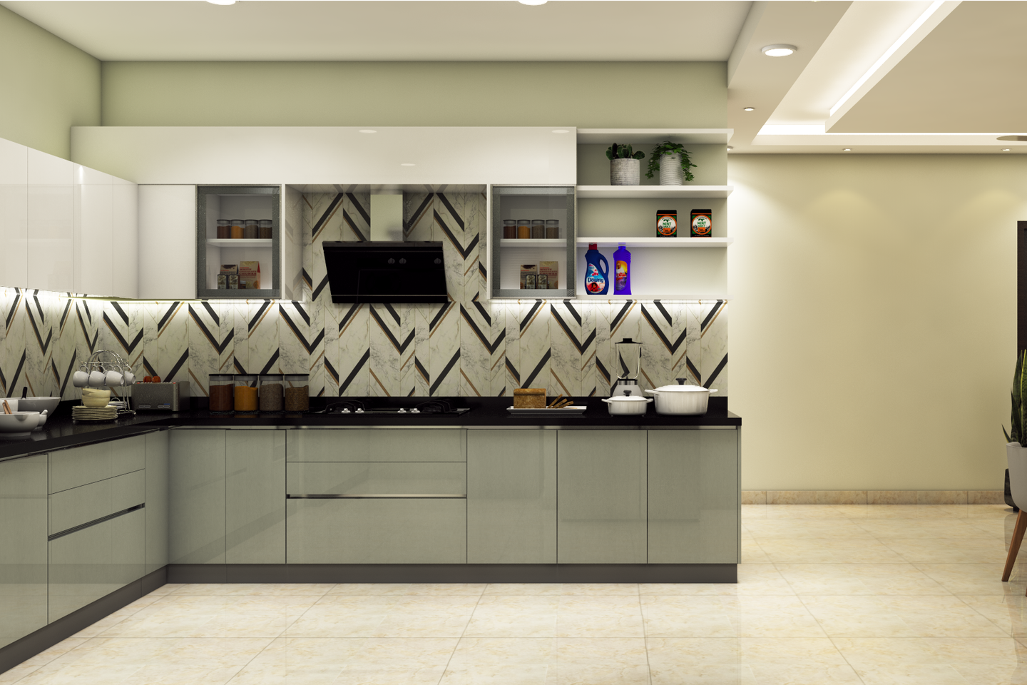 Spacious Modular Kitchen Design For Rental Homes - Livspace