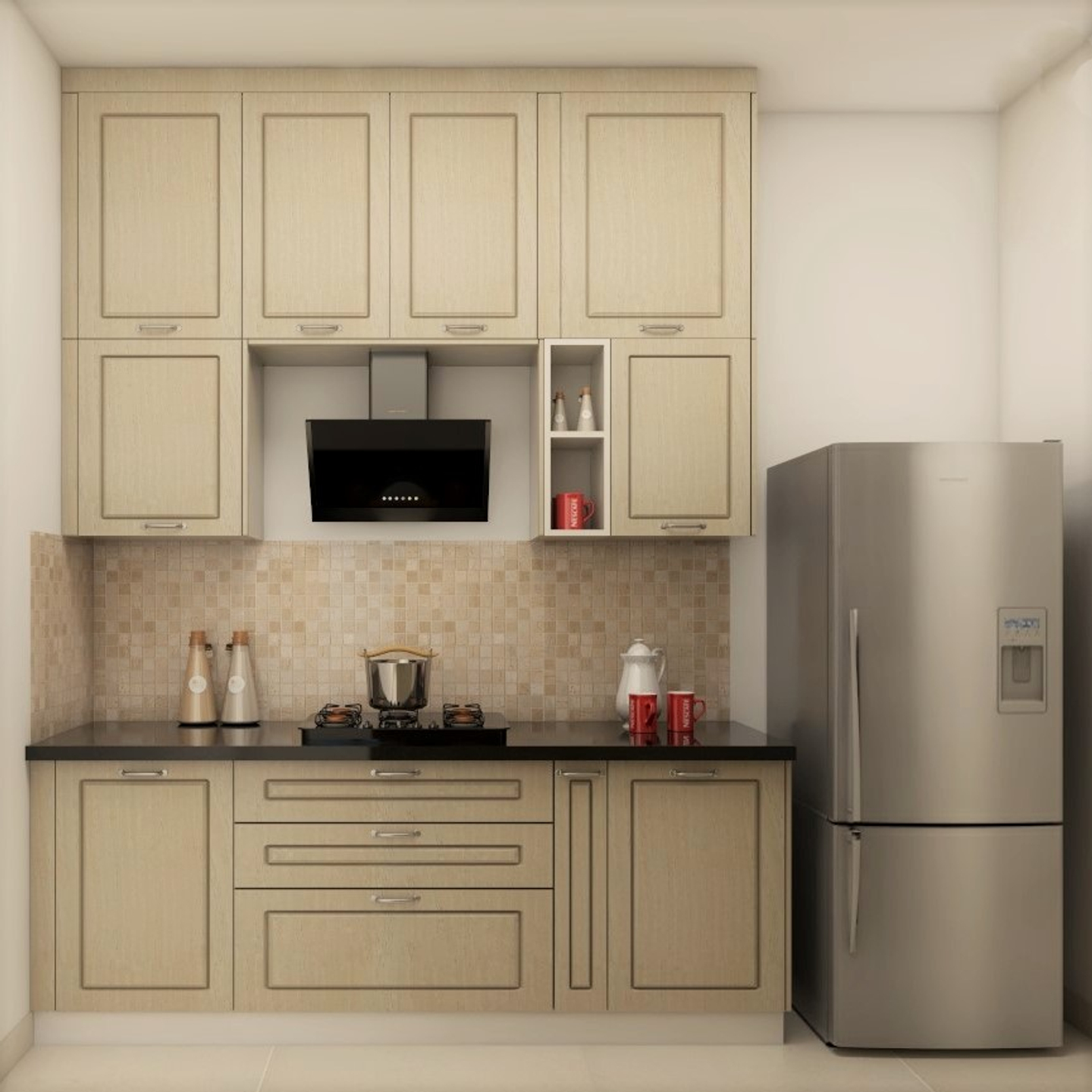 Convenient Compact Kitchen With Modular Interiors | Livspace