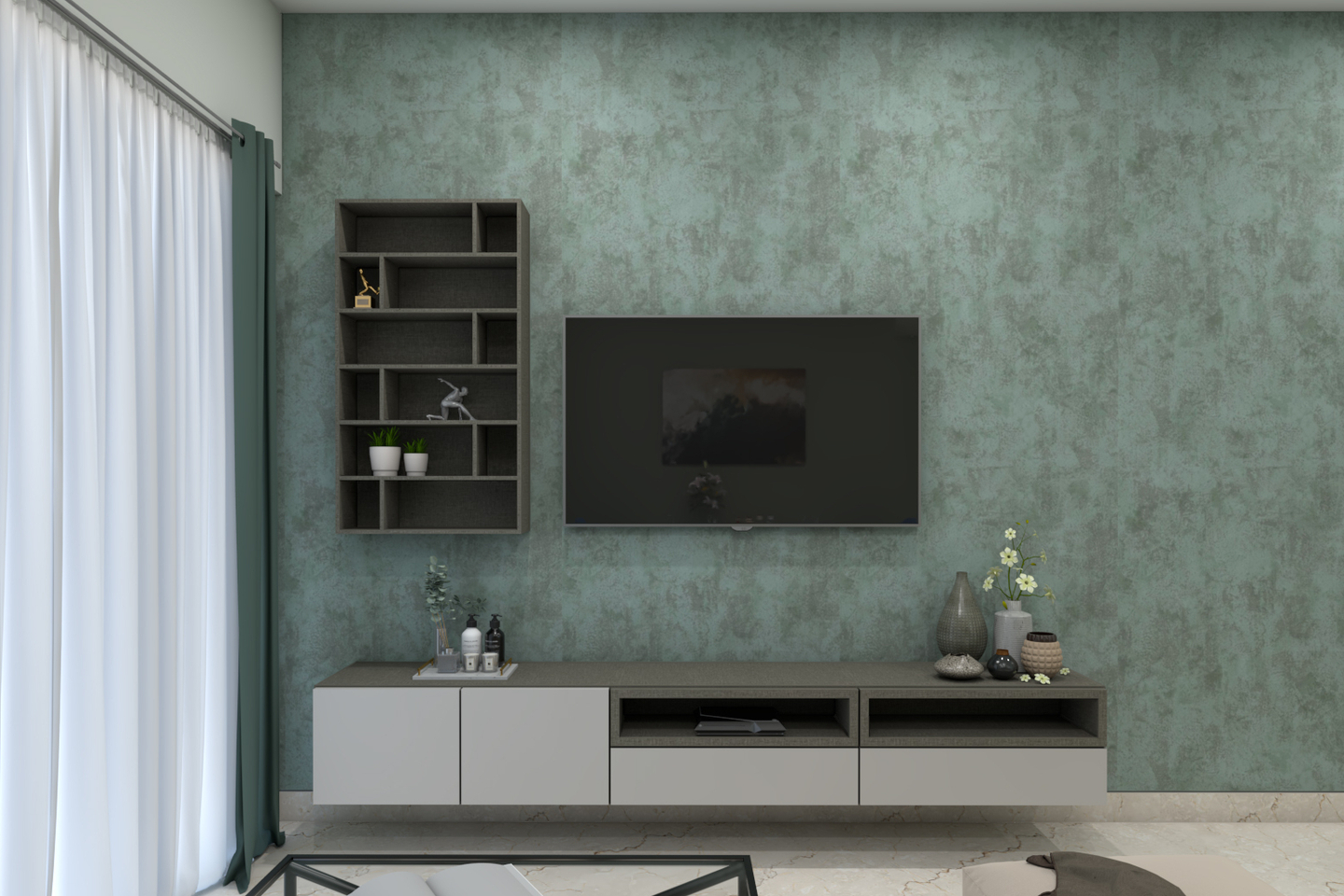 Contemporary Textured Wallpaper For Living Room | Livspace