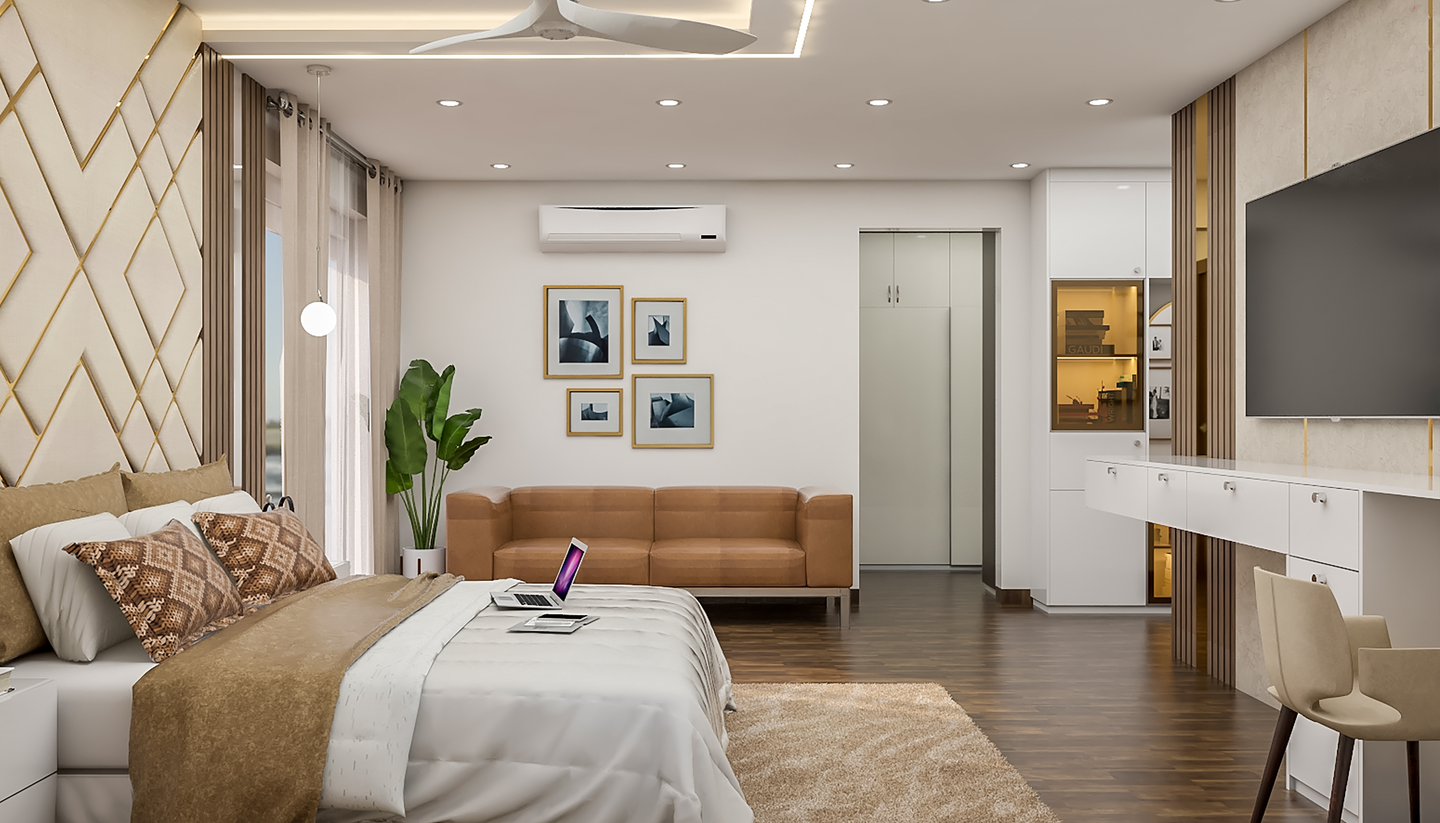 Modern Spacious Comfortable Master Bedroom Design | Livspace