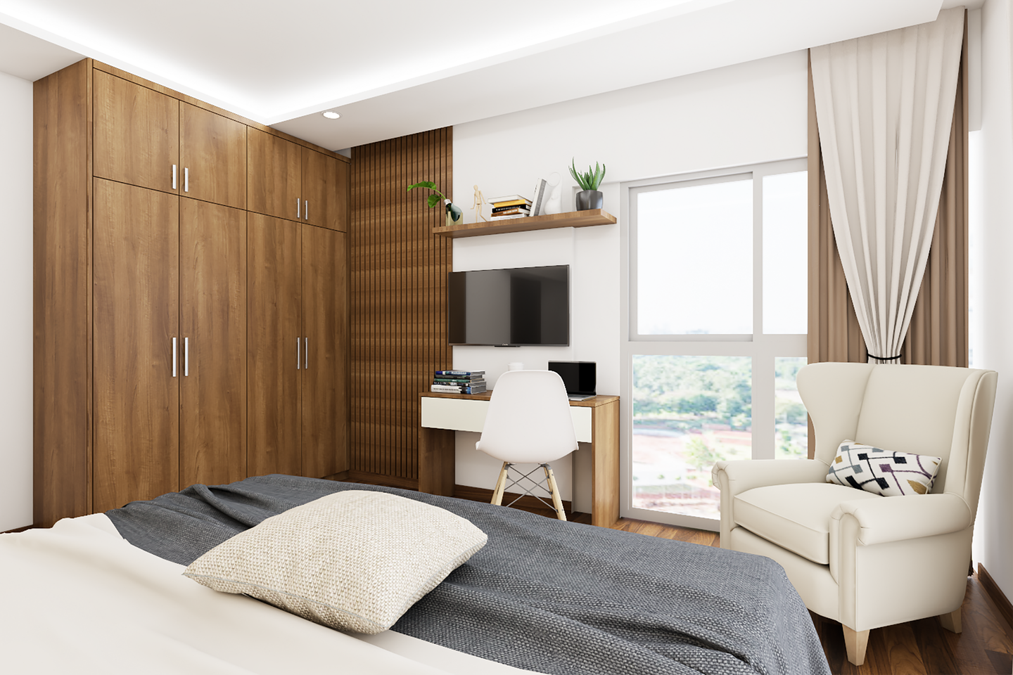 Convenient Compact Maximum Storage Contemporary Design Master Bedroom