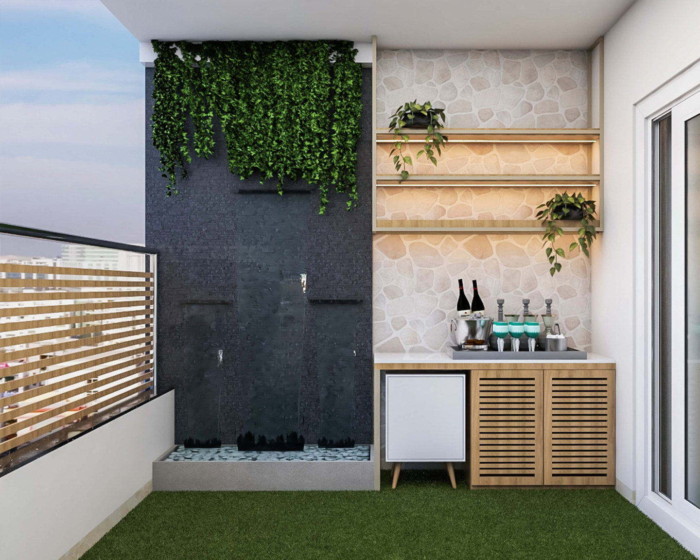 Modern Balcony With Bar Unit - Livspace
