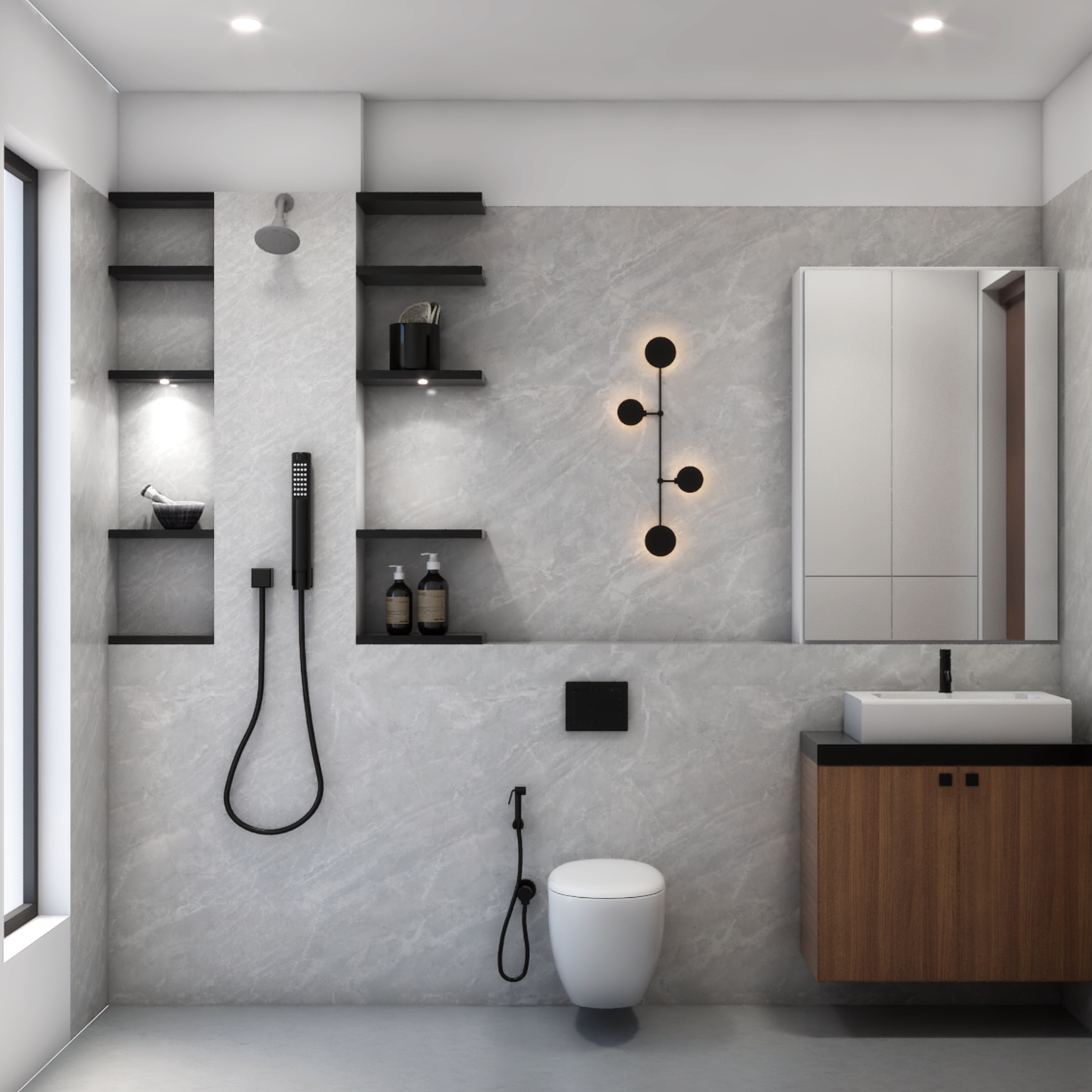 Grey Themed Bathroom Design - Livspace