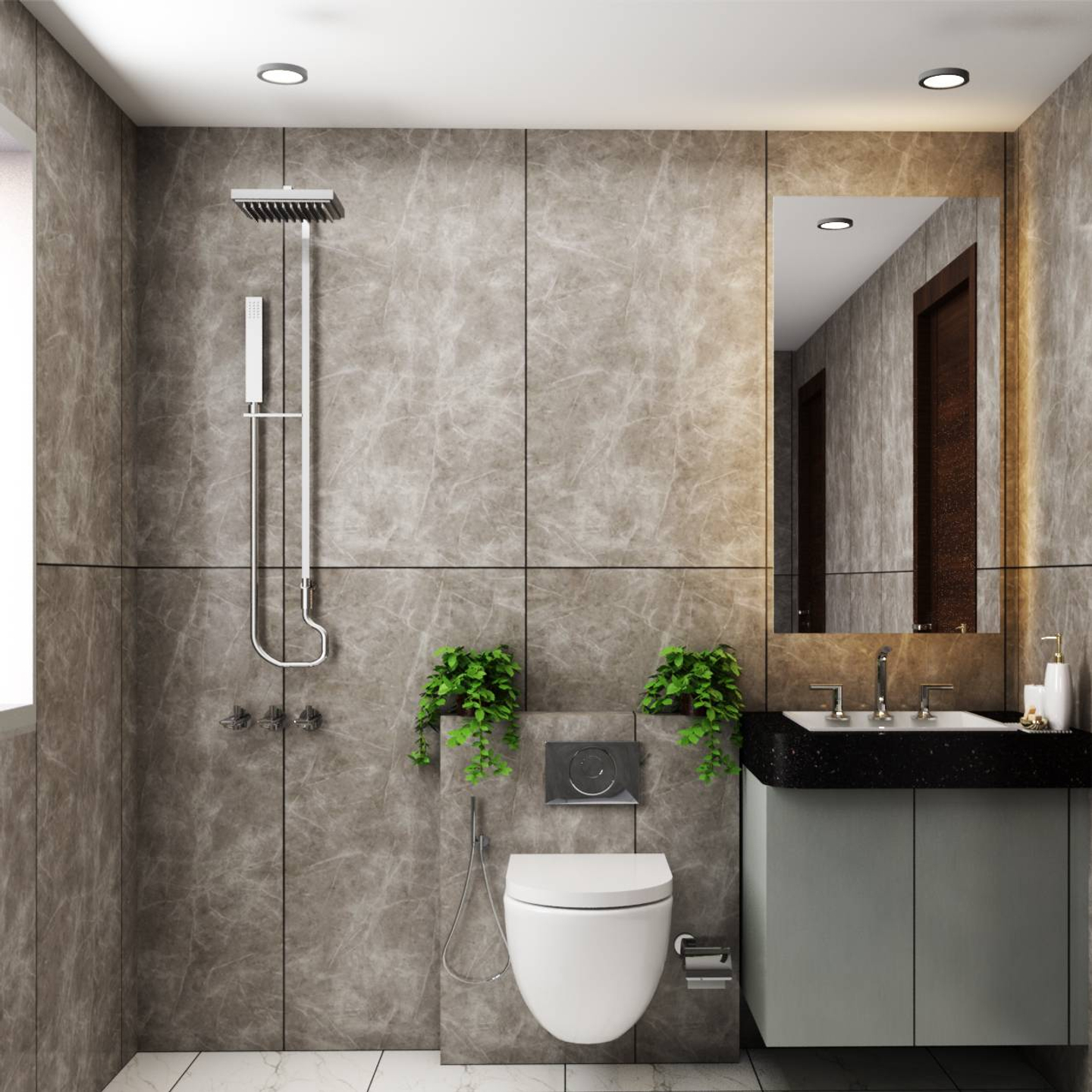 Modern Grey Bathroom - Livspace