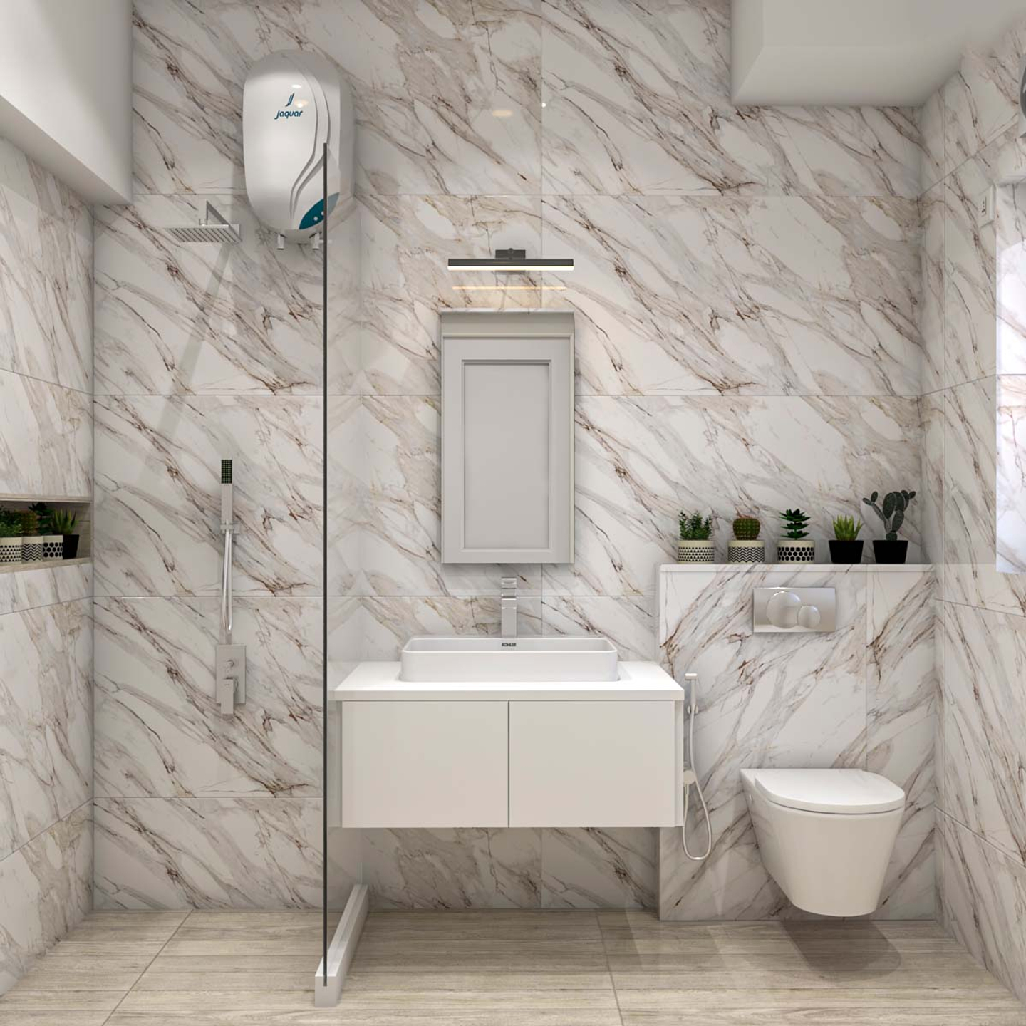 Classic Bathroom Design With Printed Wall Tiles Livspace 1246