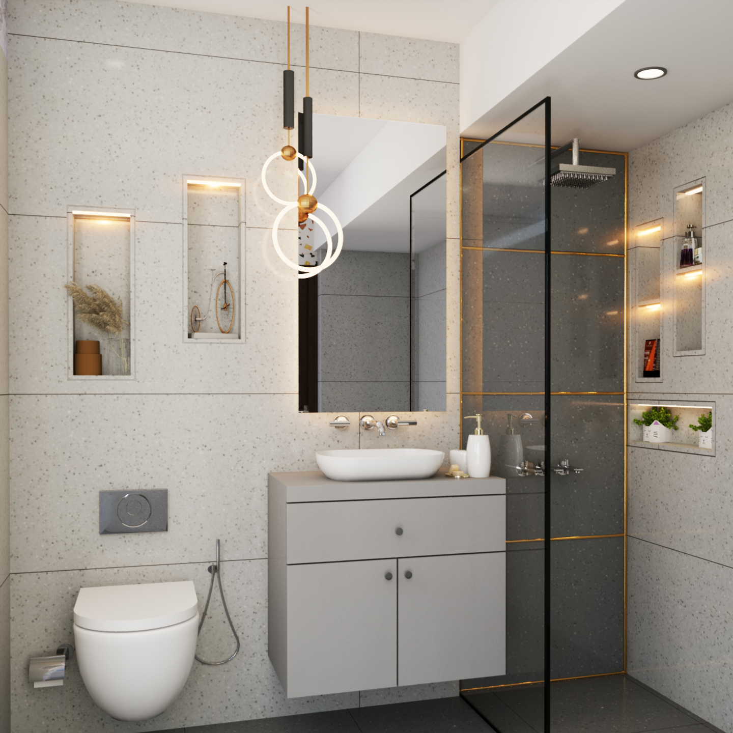 Bathroom Design In Grey And White - Livspace