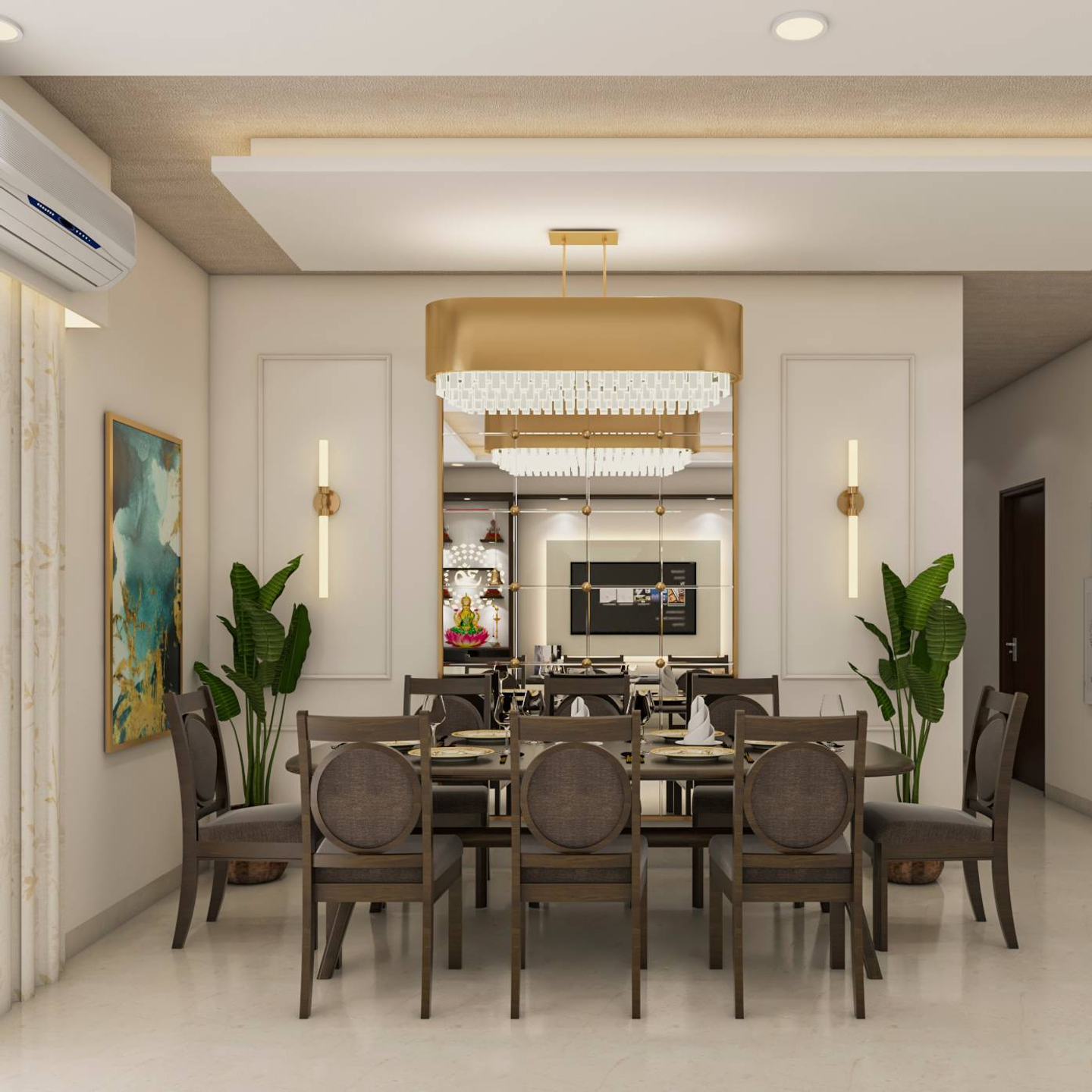 Classic Dining Room Design With Chandelier | Livspace