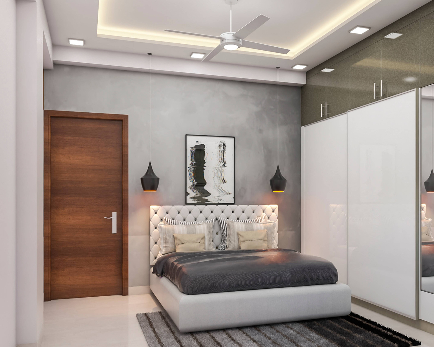 Modern Guest Bedroom Design With Sliding Door Wardrobe | Livspace