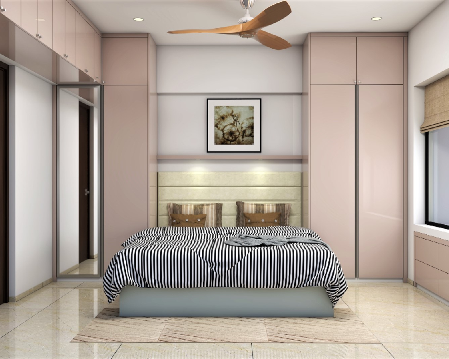 Spacious Pink Guest Bedroom Design - Livspace