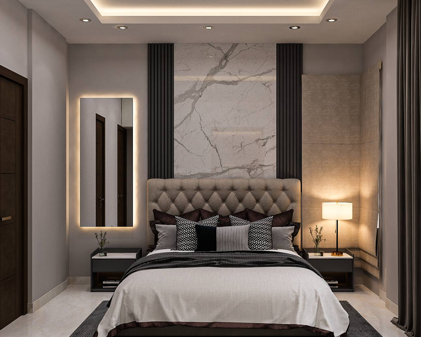 Modern Spacious Grey Themed Guest Bedroom Design - Livspace