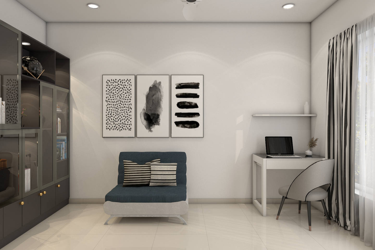 Black and White Home Office Design - Livspace