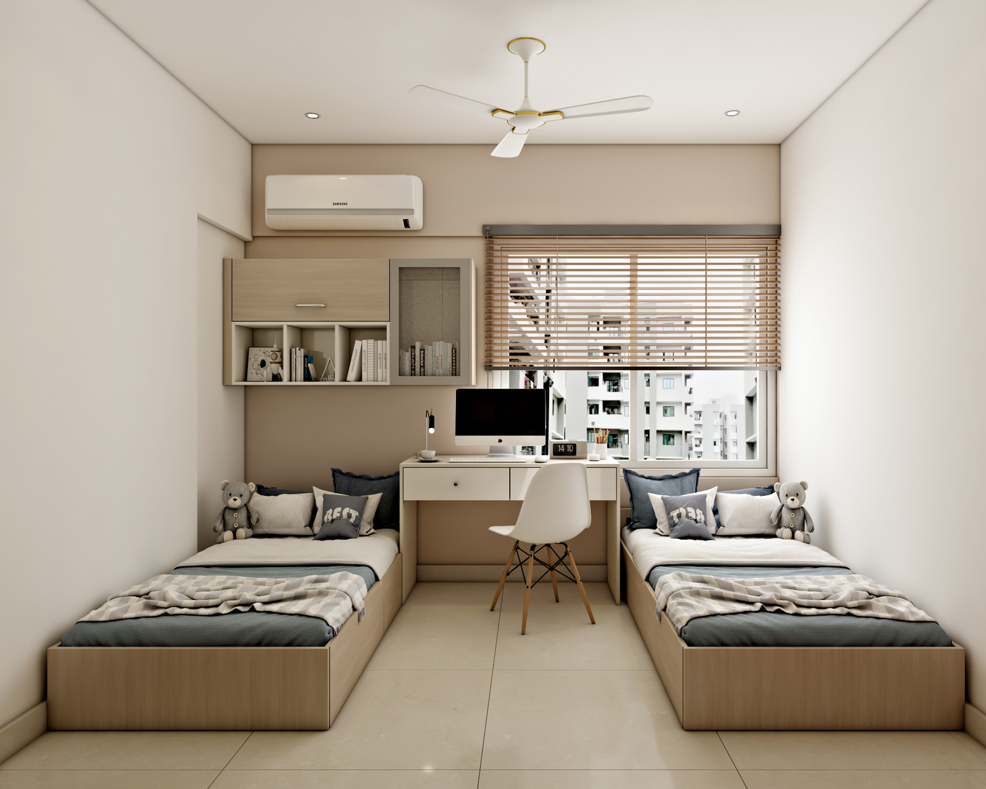 Kids Bedroom Design With Dual Beds - Livspace