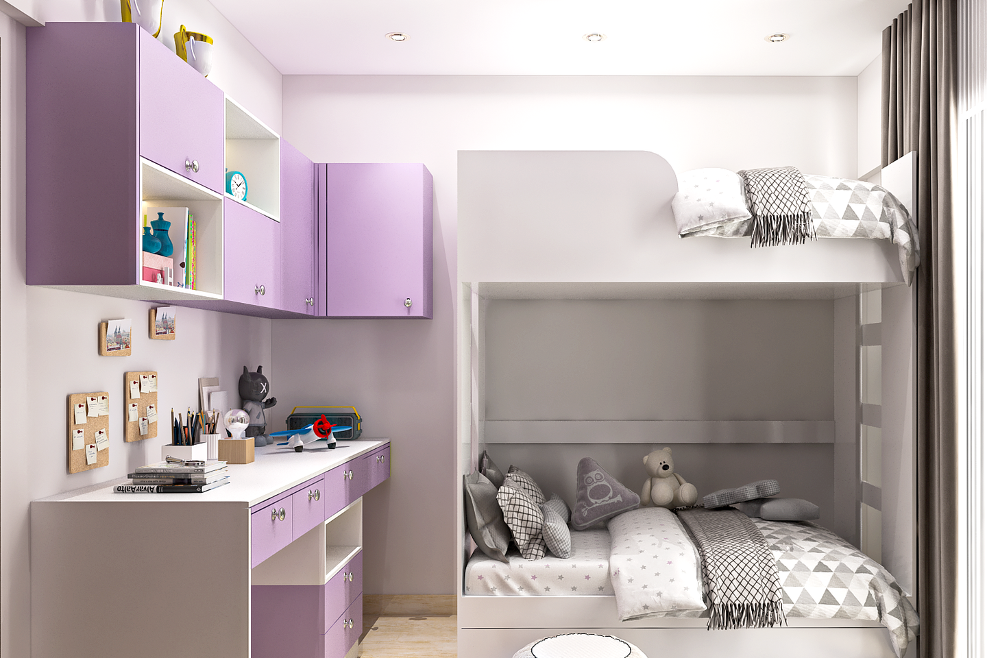 Contemporary Purple Kid's Room Design For Girls I Livspace
