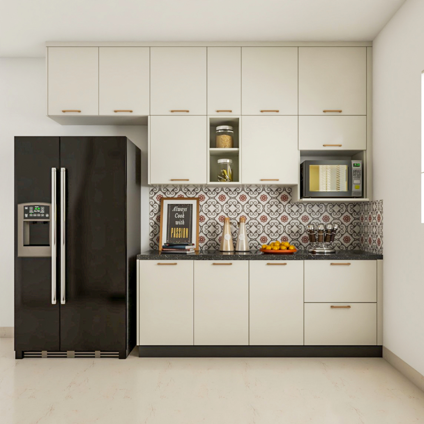 Modern Grey-Themed Open Kitchen Design With Kitchen Island