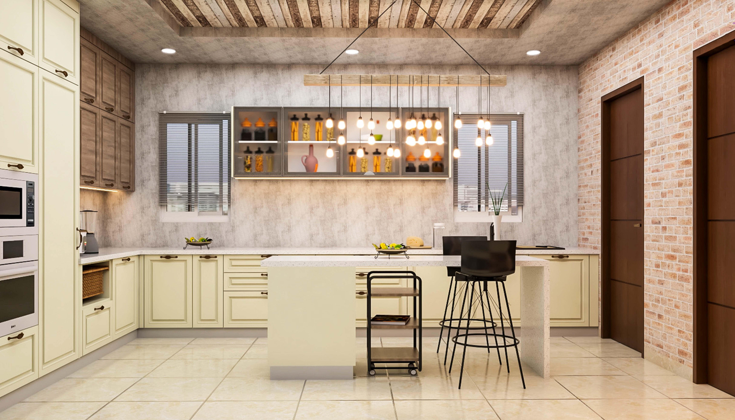 Classic Kitchen Design With Classic Shutter Cabinets - Livspace