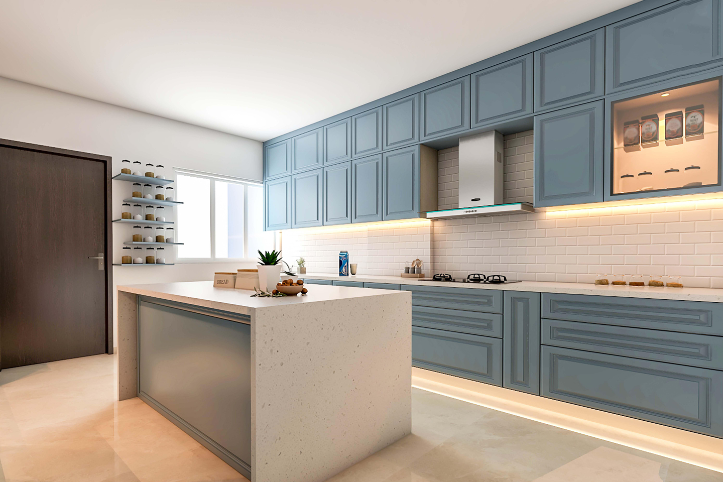 Spacious Island Kitchen Design - Livspace
