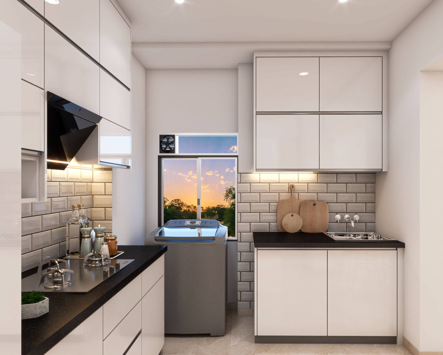 Modern All-White Open Kitchen Design