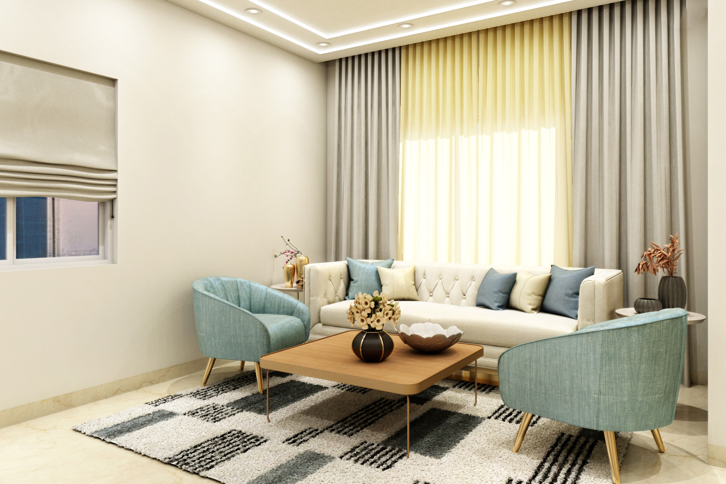 Spacious Living Room Design - Livspace