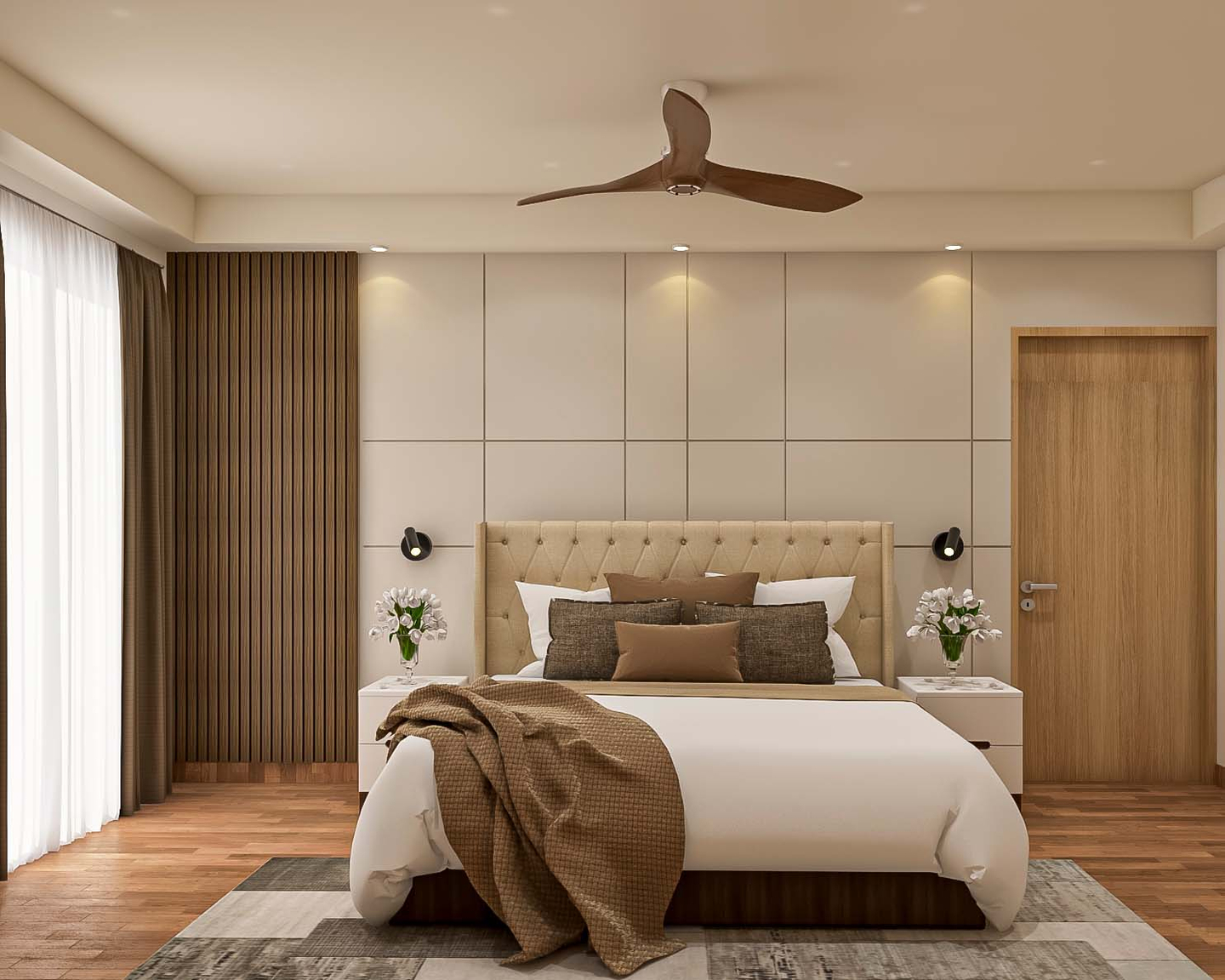Master Bedroom with Hues of Brown - Livspace