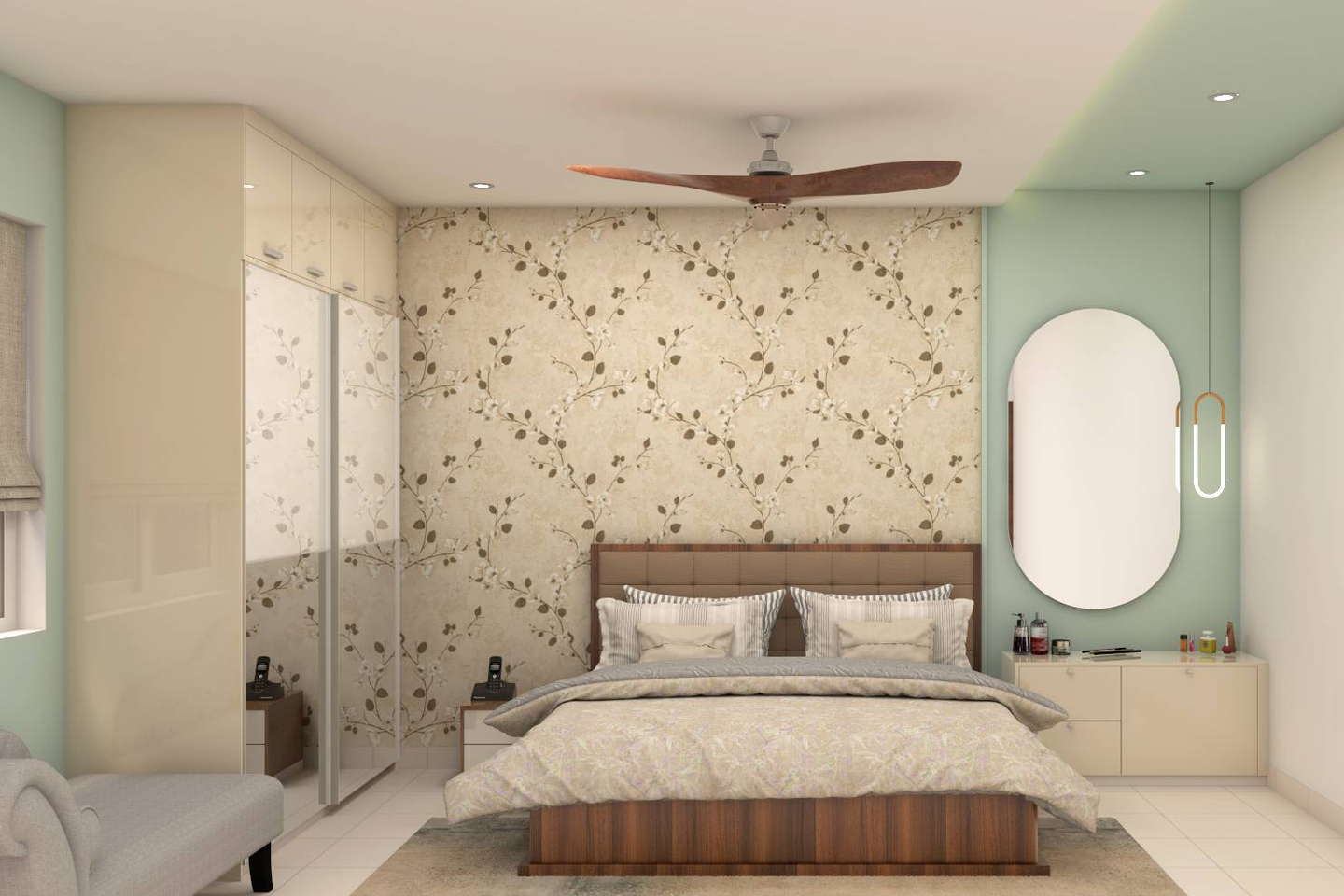 Contemporary Master Bedroom Design With Sliding Wardrobe Livspace