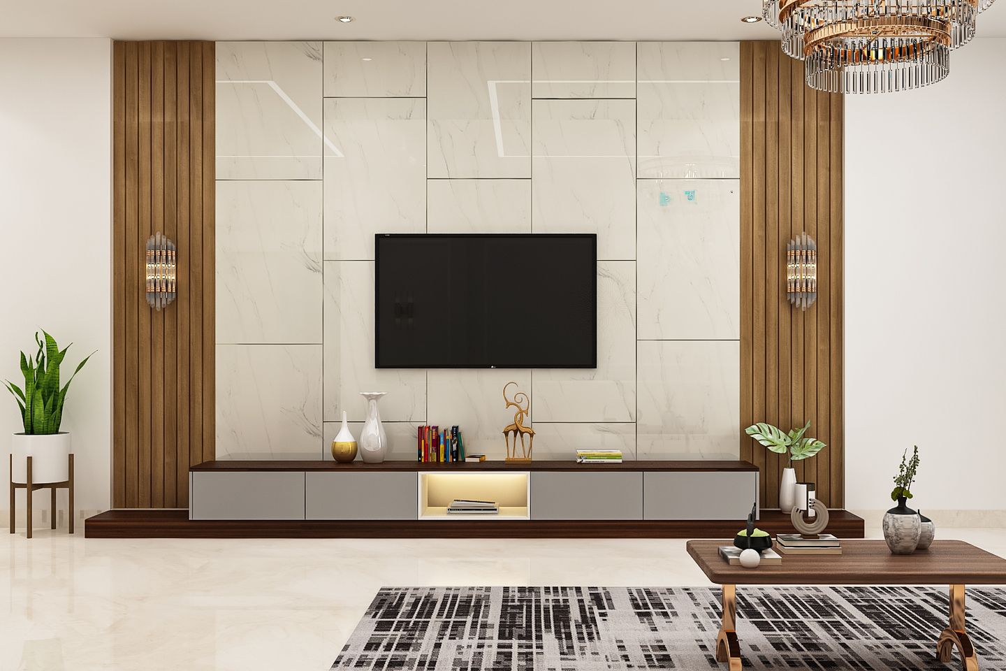 Premium TV Unit Design With Wooden Panels And Dark Shaded Storage Unit   Living Dining 1 3 1660637377 WOf71 