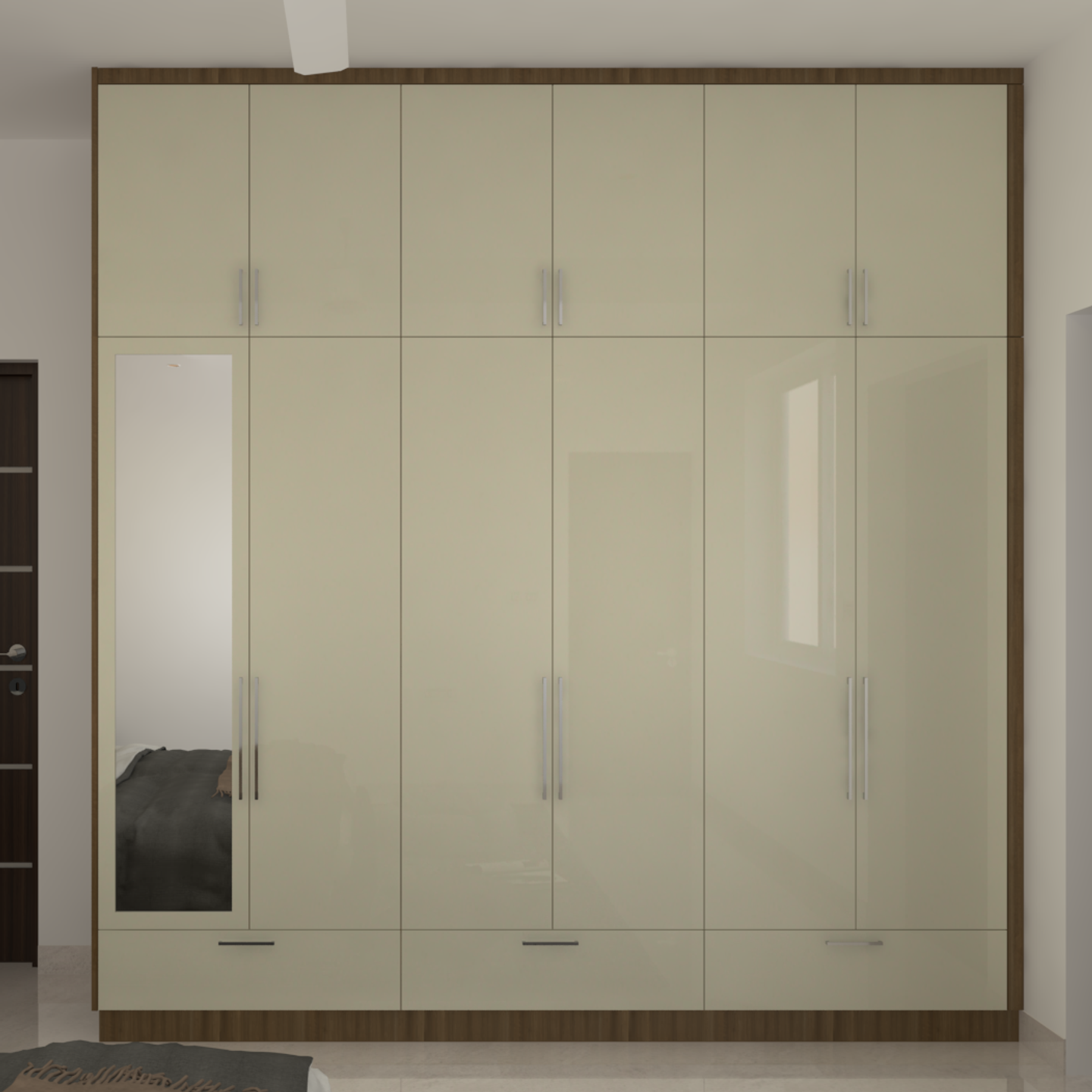 Spacious Wardrobe Design With Glossy Finish Livspace