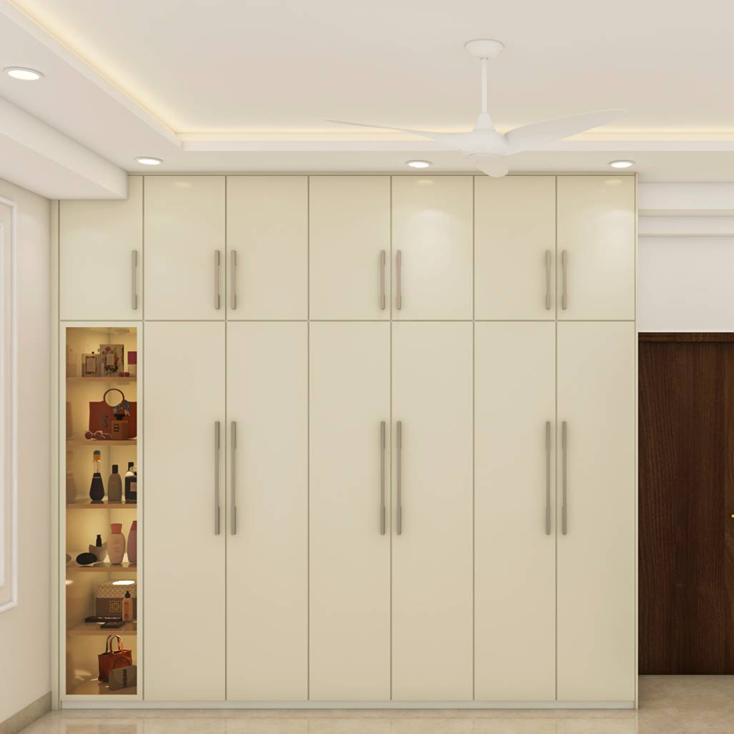 Modern Spacious Wardrobe With Beige Laminate Livspace