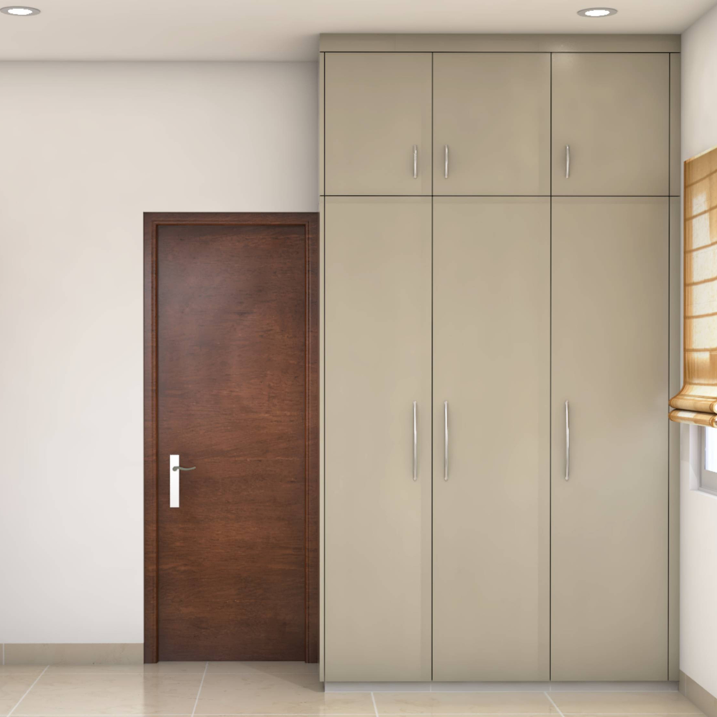 Modern Compact Wardrobe With Beige Lofts Livspace