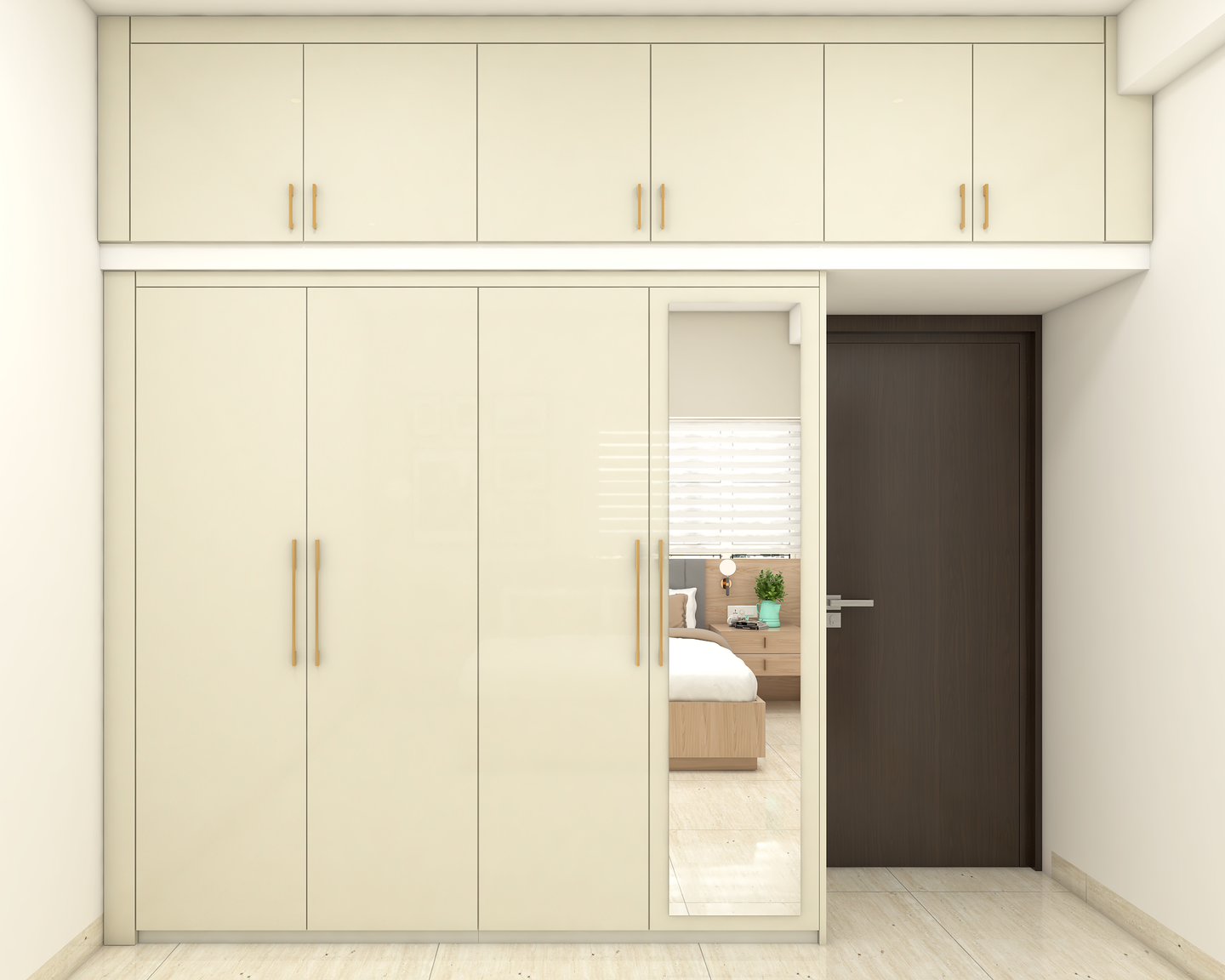 Modern Themed Compact Sized CreamColoured Wardrobe Design Livspace