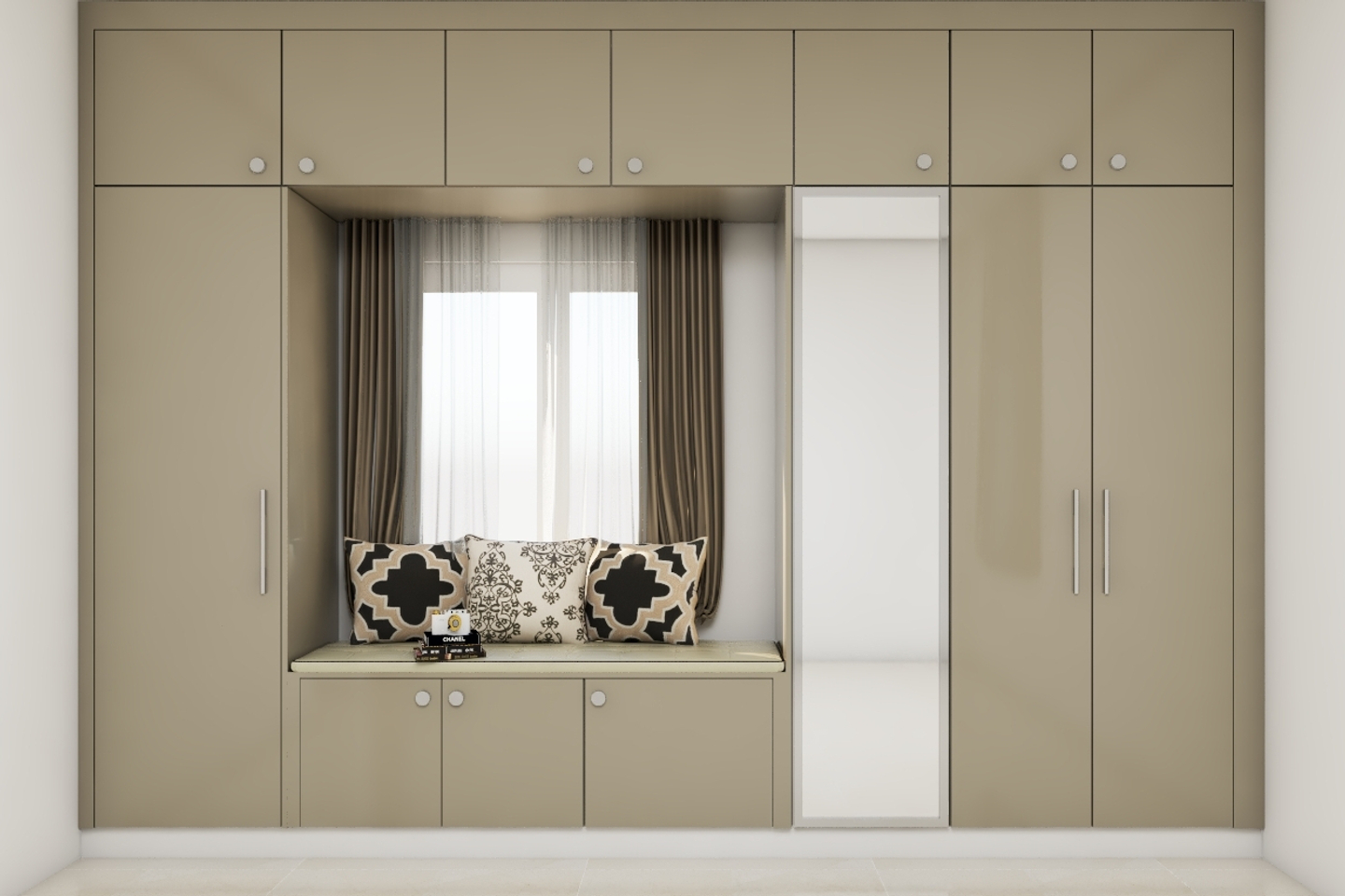 Modern Spacious Wardrobe With Glossy Finish Livspace 4154