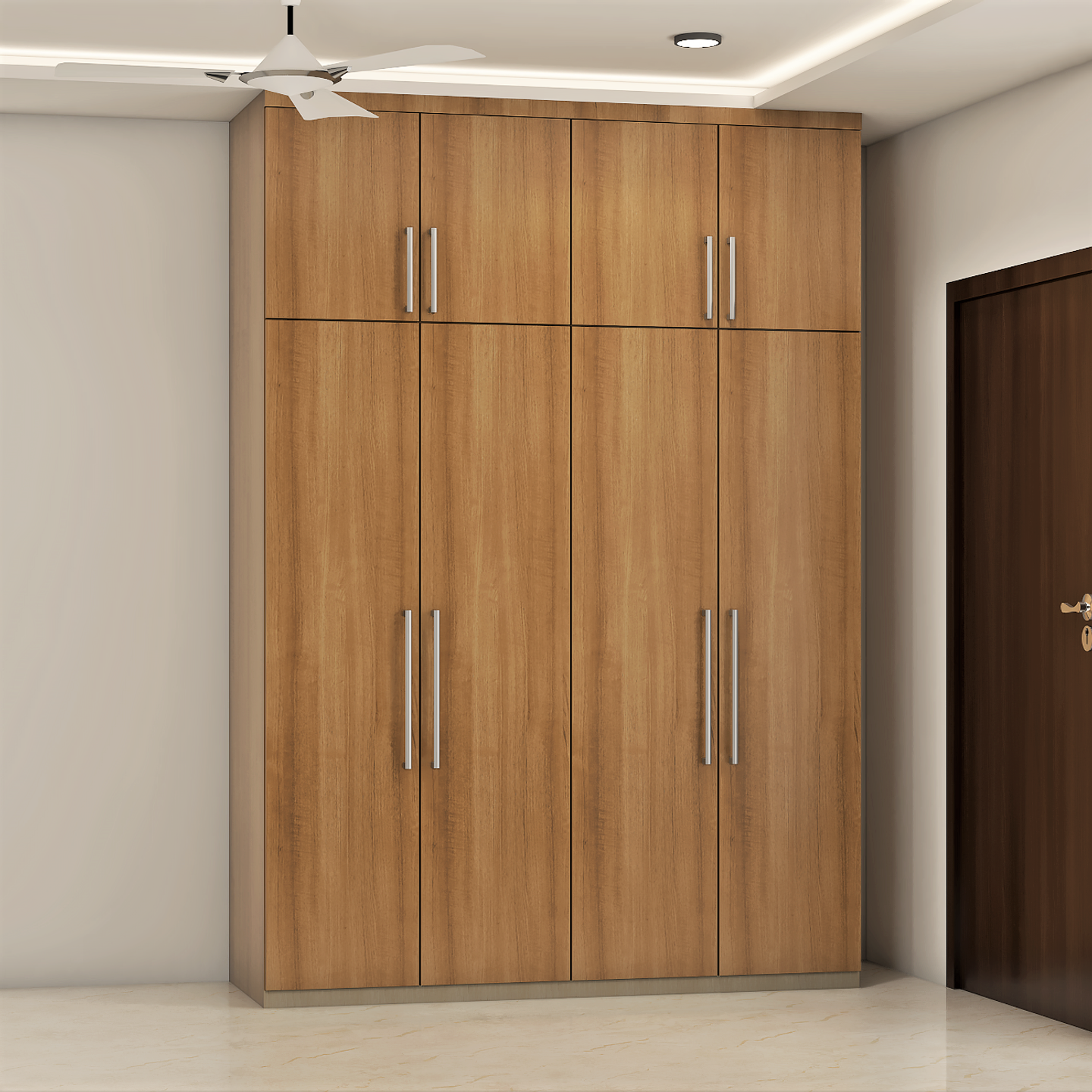 Compact Modular Wooden Finish Wardrobe Design - Livspace