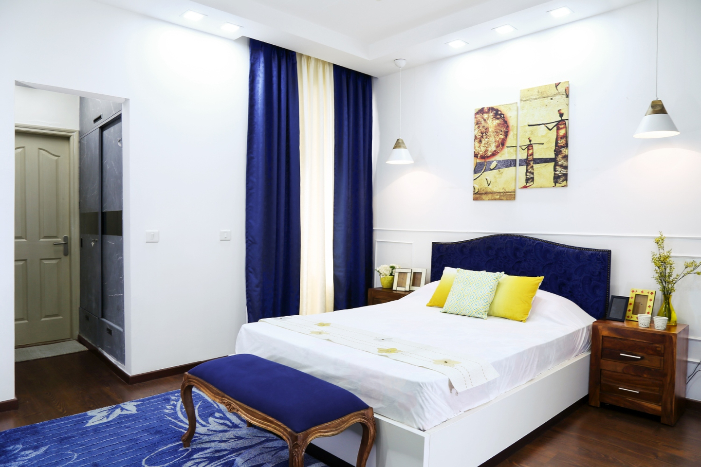 False Ceiling With Recessed And Drop Lights - Livspace