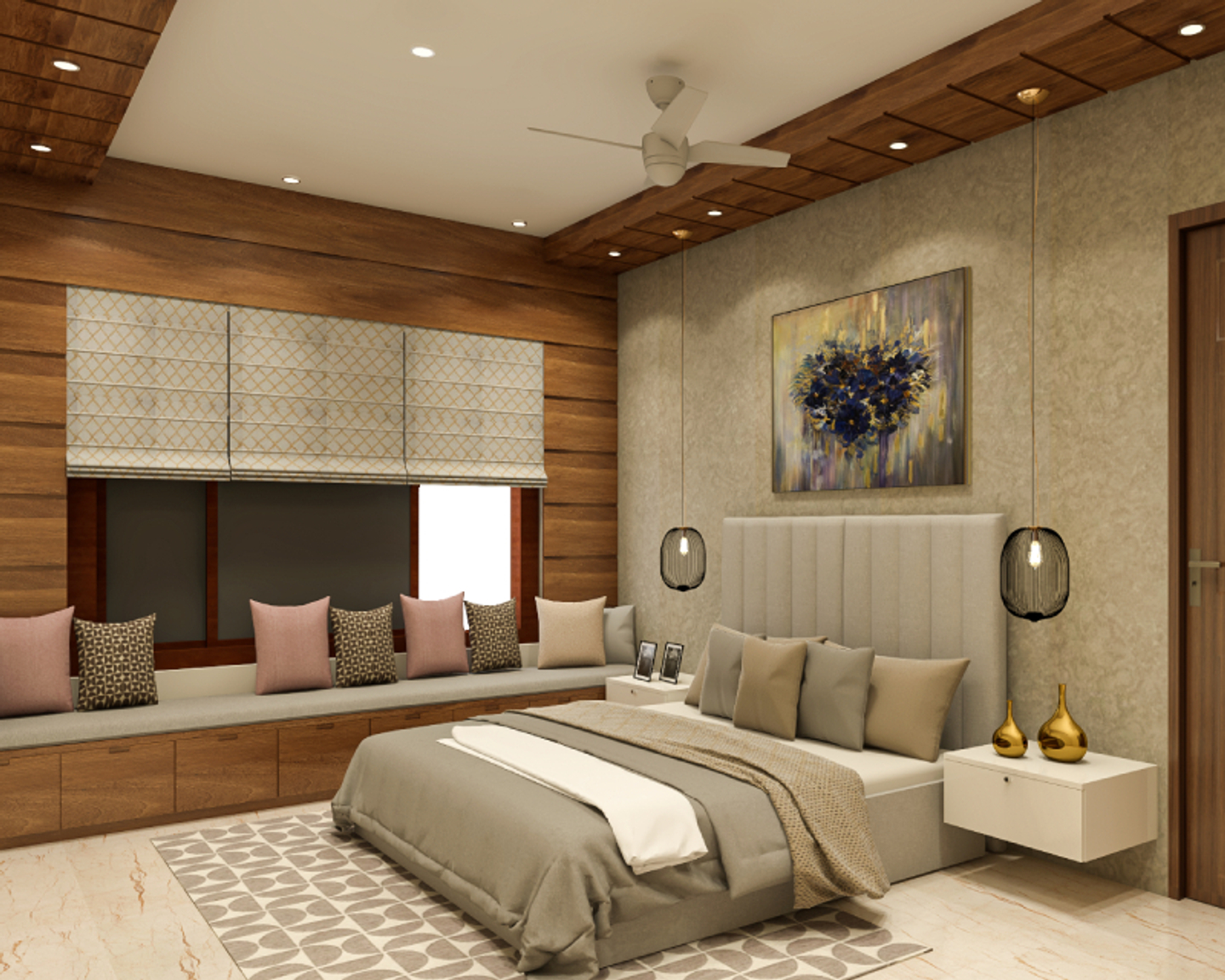 False Ceiling With A Paint And Laminate Finish - Livspace