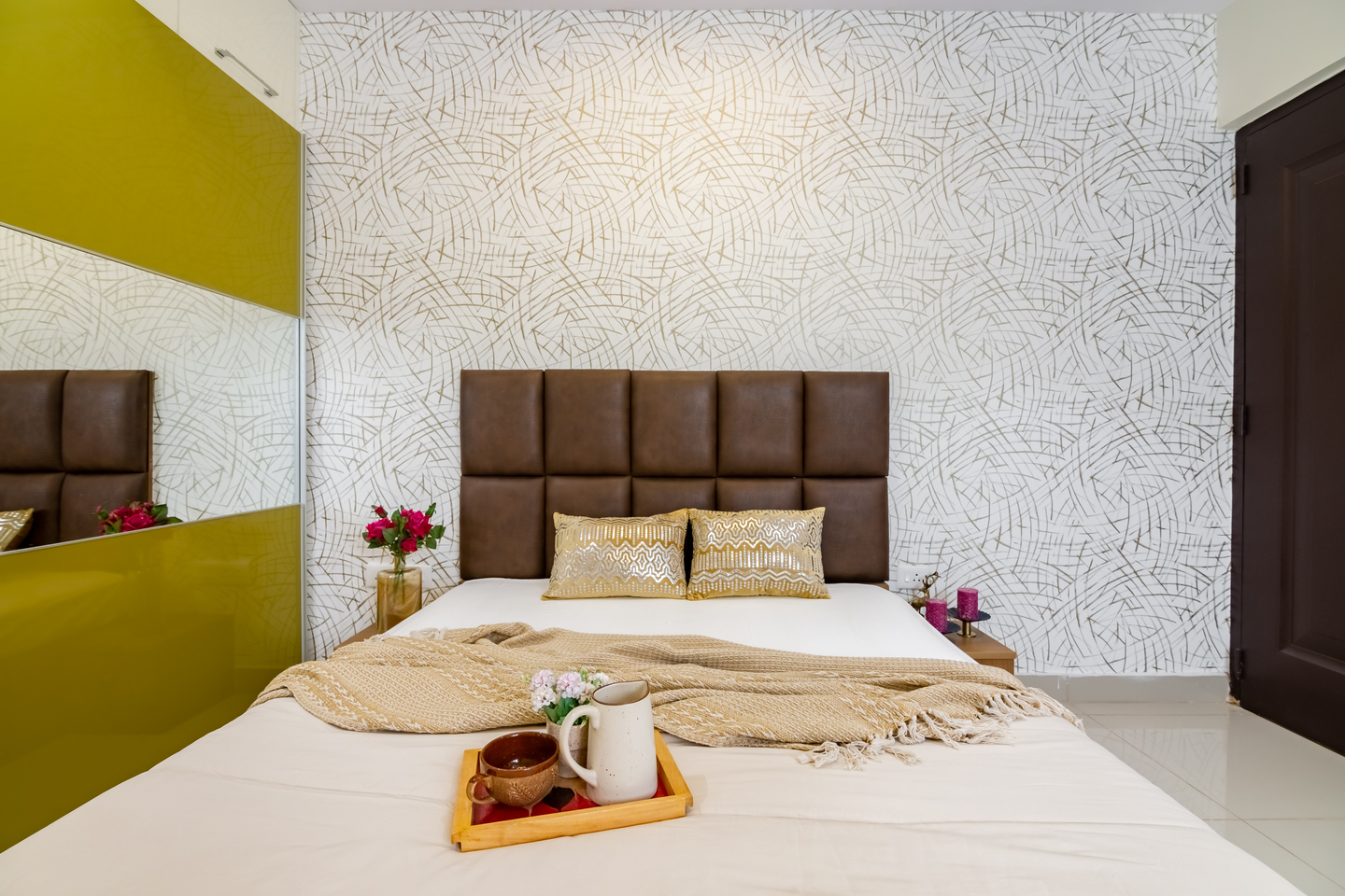 Modern Guest Room Design With Mustard Yellow Wardrobe