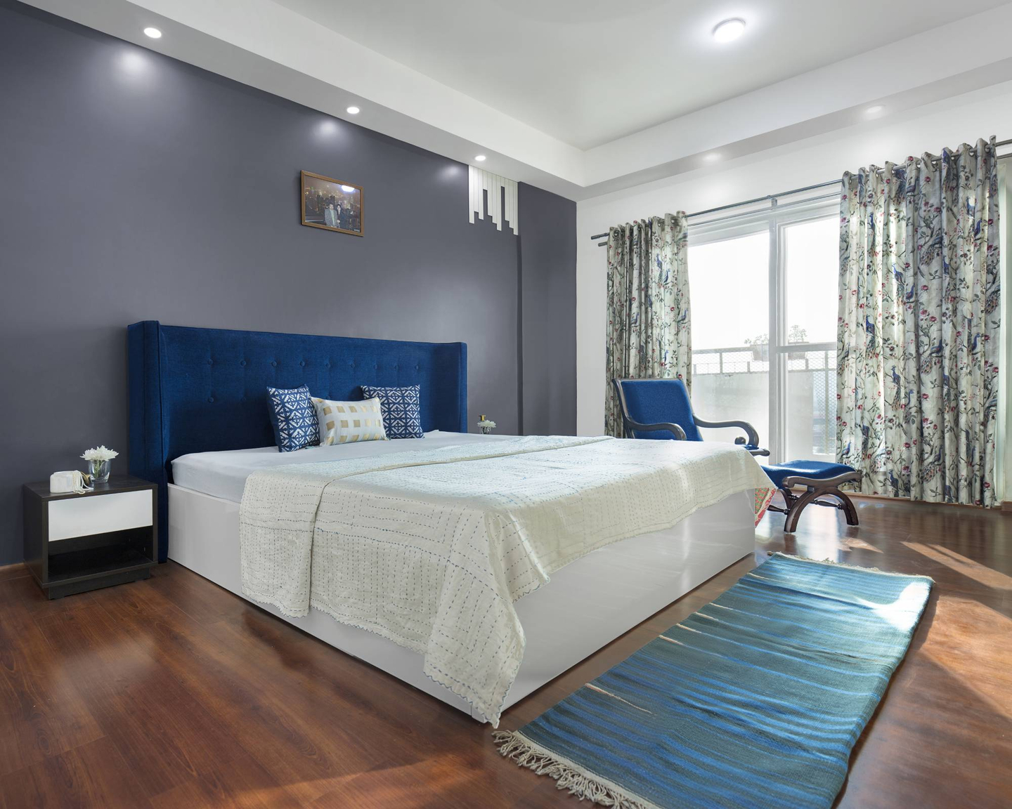 Blue And Grey Guest Room Design - Livspace
